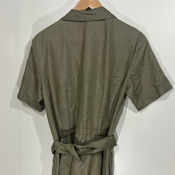 Together Green Notched Collar Shirt Romper with Belt Lace Detail - Picture 6 of 12